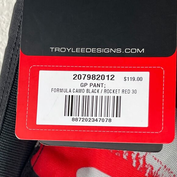 Troy Lee Designs Dirt Bike GP Pant Adult 30 Camo Black Red Motocross NWT - Picture 11 of 16